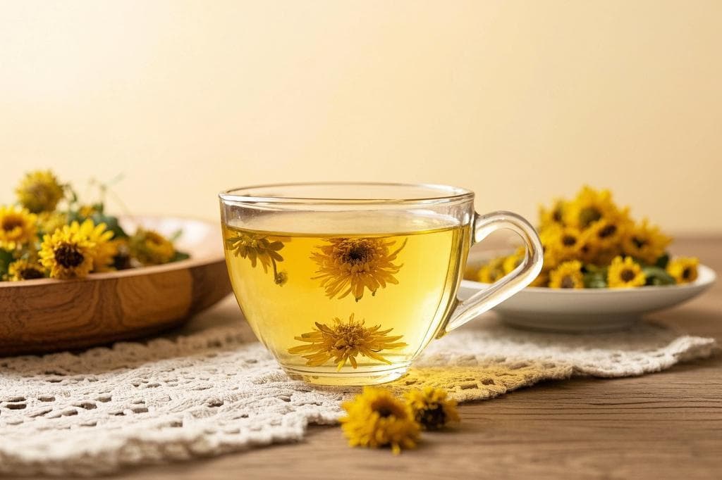 Chrysanthemum herbal tea with dried flowers